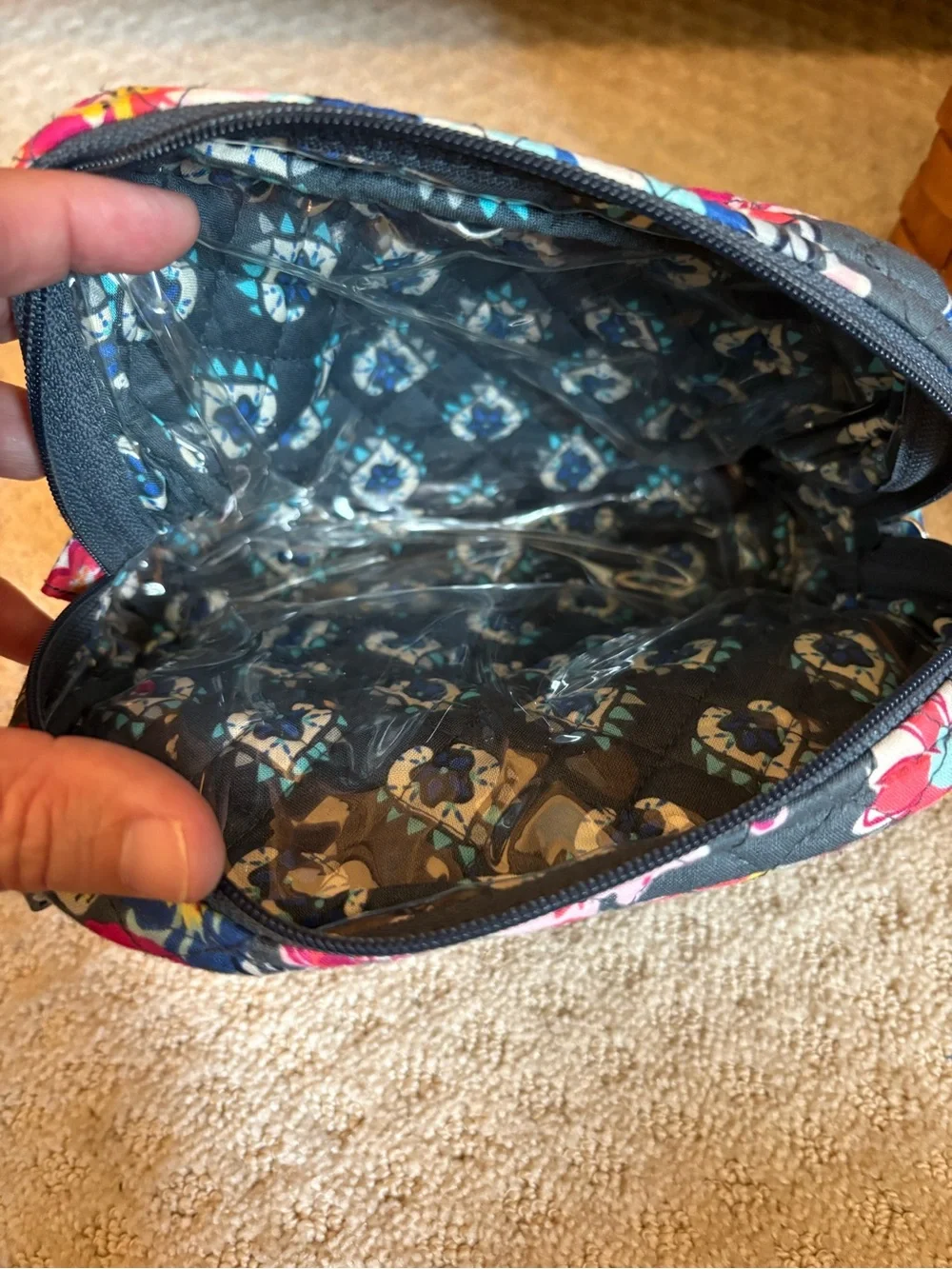 Vera Bradley Pretty Posies Quilted Floral Zippered Cosmetic Bag